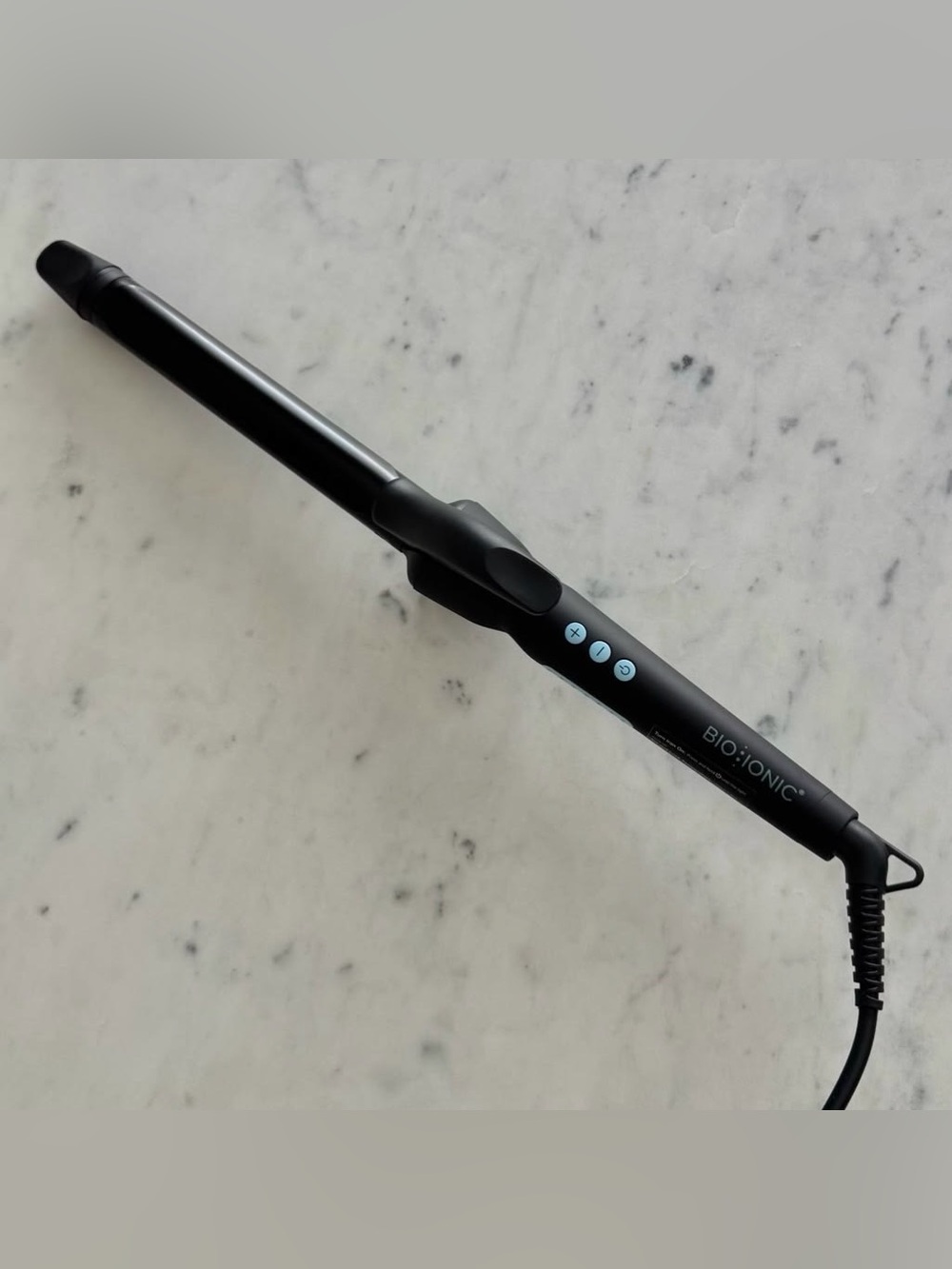 Bio Ionic Black Curling Iron with Blue Controls - Women Hair Tool